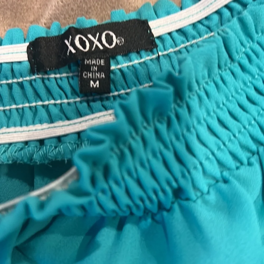 Teal off the shoulder blouse, size medium - Picture 4 of 4